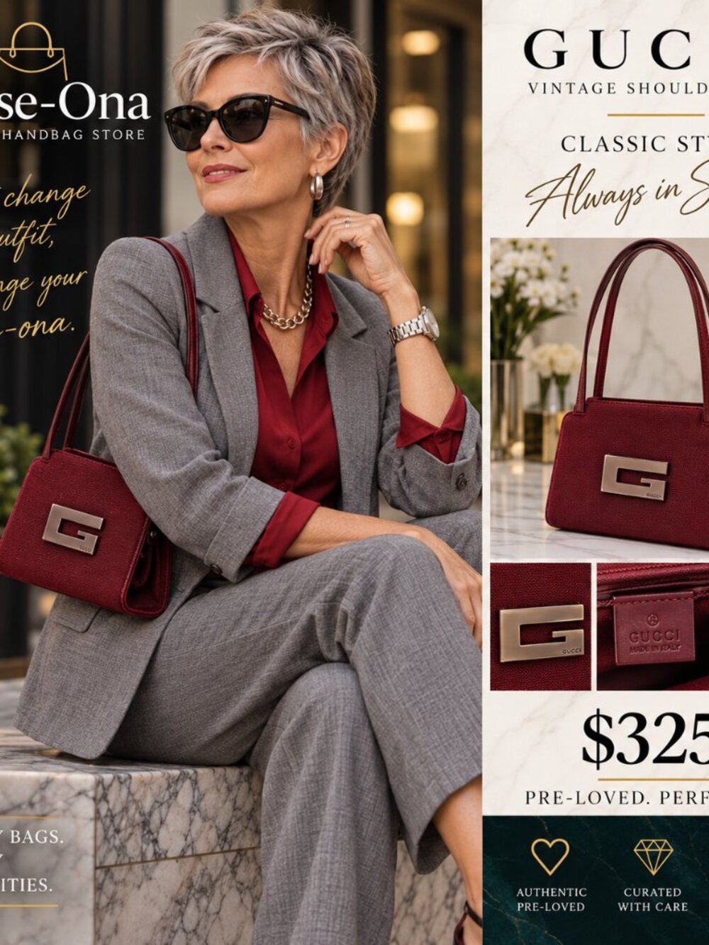 Gucci Small Burgundy Shoulder Bag - Picture 2 of 10